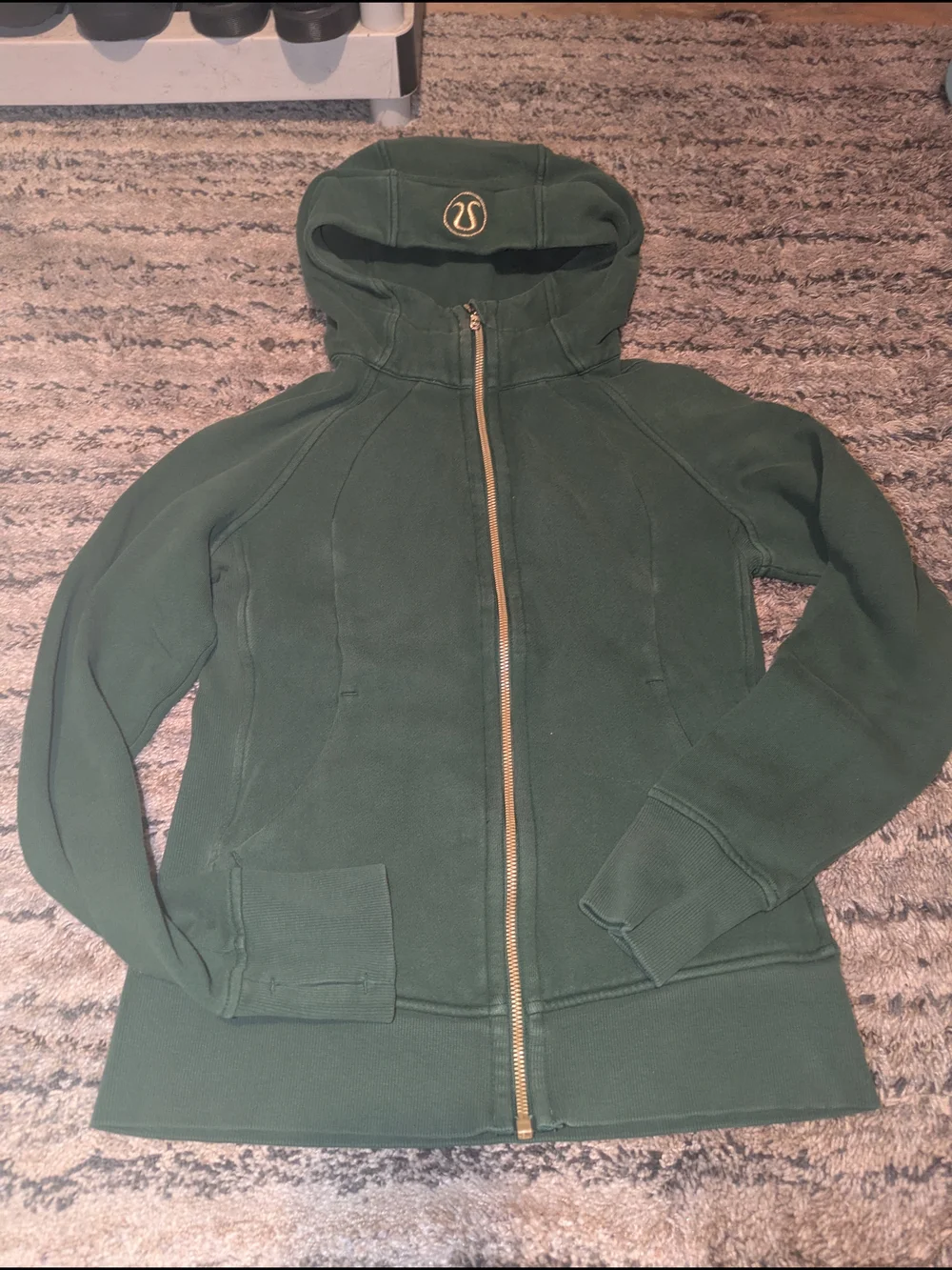 lululemon athletica Forest Green Hoodie with Gold Zipper
